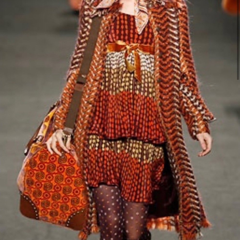Anna Sui Fall 2006 Burnt Orange Woven Wool Coat RARE size 8 - Picture 5 of 15
